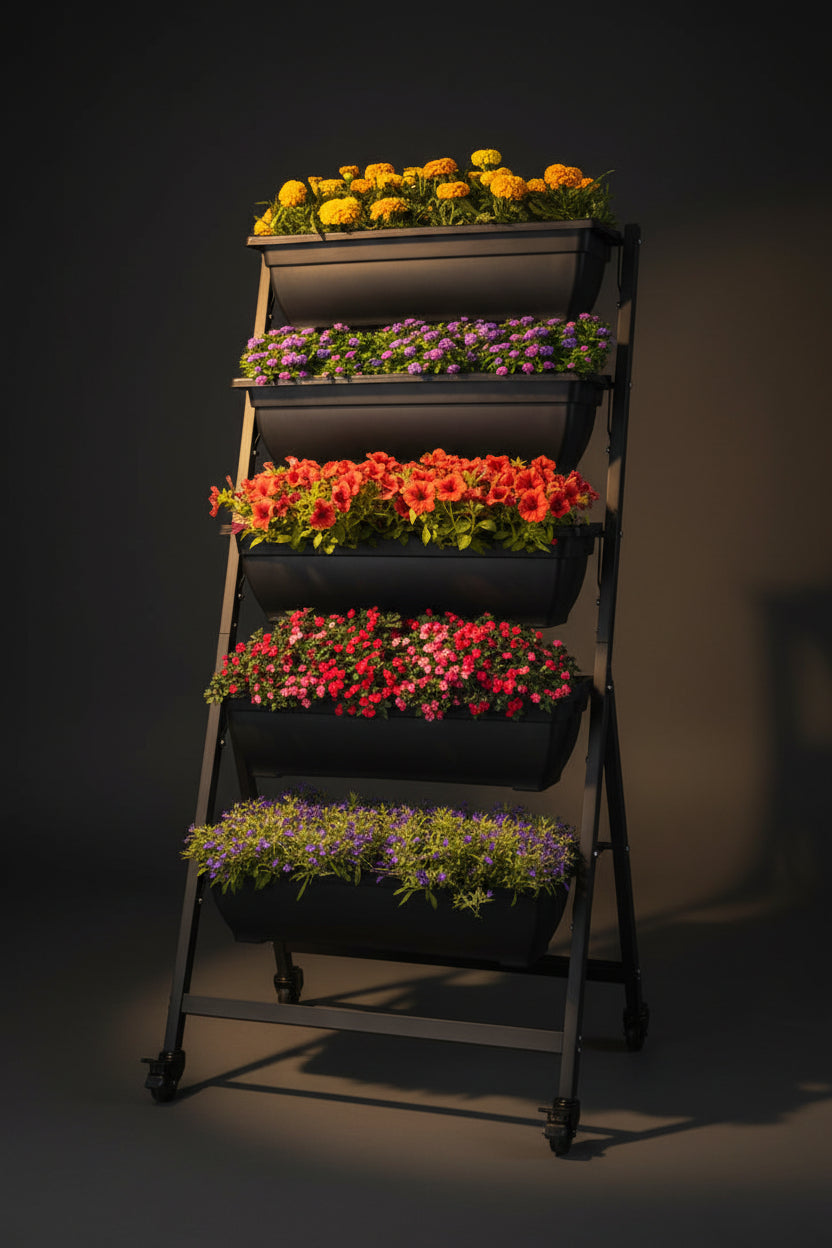 5-tier vertical garden planter with wheels