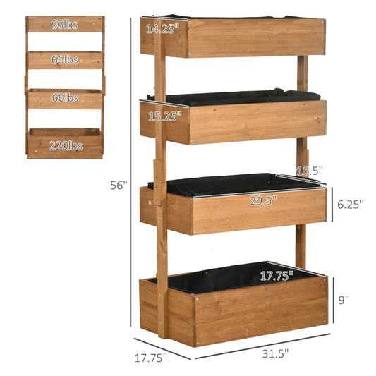 Wooden vertical garden planter with four tiers