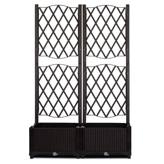 Raised Garden Planter with Trellis - Carbonized Color