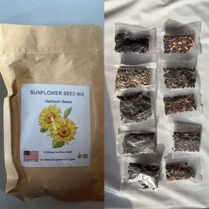 10-Pack Sunflower Seed Variety Mix – Heirloom Flower Seeds for Home Gardens