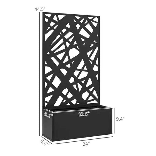 Metal Raised Garden Bed with Decorative Privacy Screen & Trellis