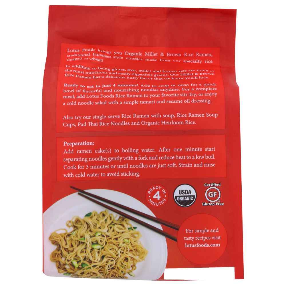 LOTUS FOODS: Organic Rice Ramen Noodles Millet & Brown, 10 oz