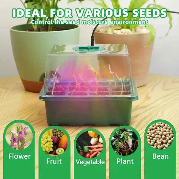 5-Pack Seed Starter Kit with LED Grow Lights – Indoor Propagation Trays with Humidity Domes
