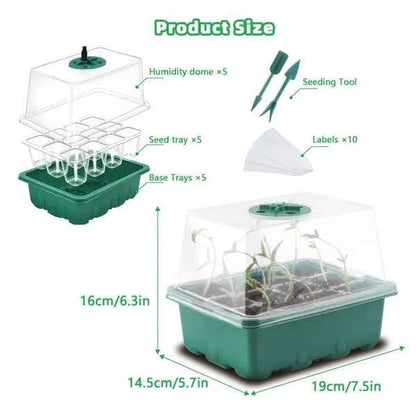 5-Pack Seed Starter Kit with LED Grow Lights – Indoor Propagation Trays with Humidity Domes