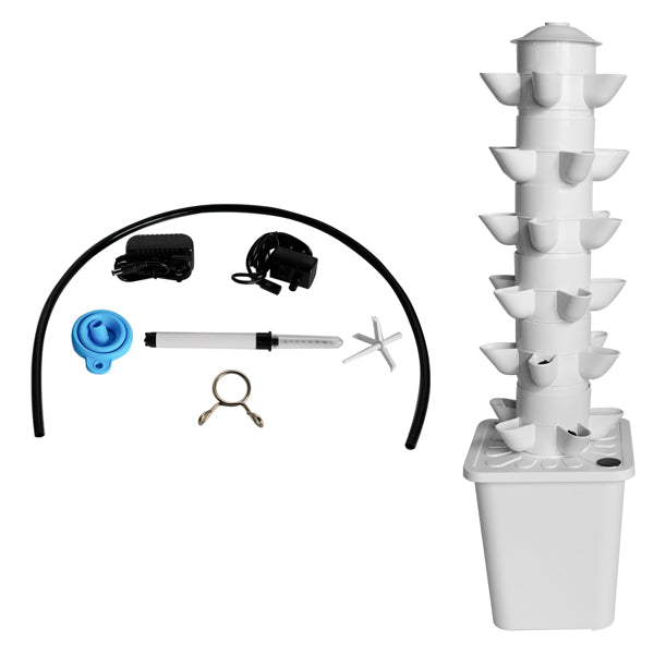 30-plant hydroponic growing system with vertical tower design