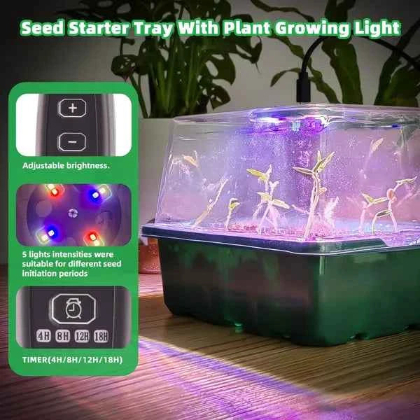 5-Pack Seed Starter Kit with LED Grow Lights – Indoor Propagation Trays with Humidity Domes