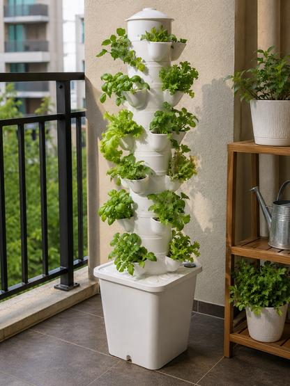 tower filled with realistic herbs/leafy greens