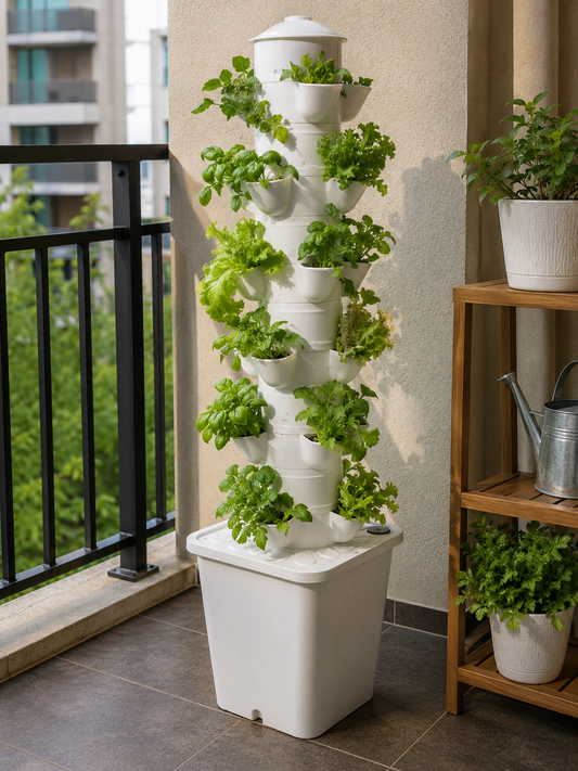 tower filled with realistic herbs/leafy greens