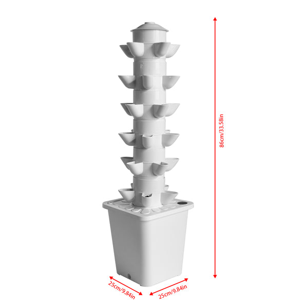 White vertical hydroponic growing system for indoor and outdoor gardening